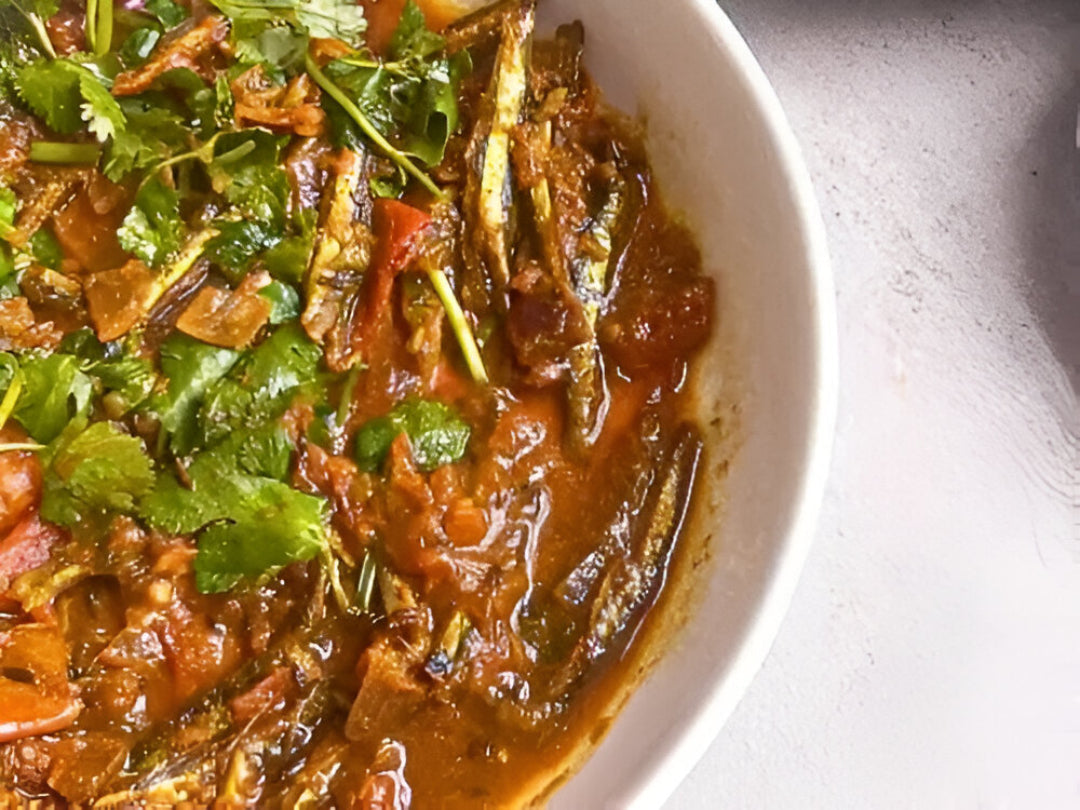 dry anchovy curry in a bowl
