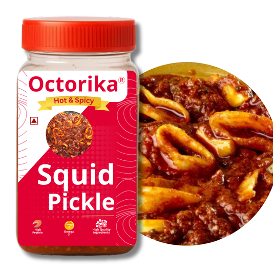 Octorika Squid Pickle in spicy Indian marinade in 200g glass jar